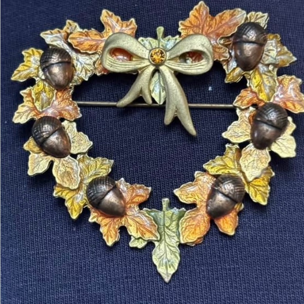 Kenneth Cole New York Autumn Leaf Acorn Brooch